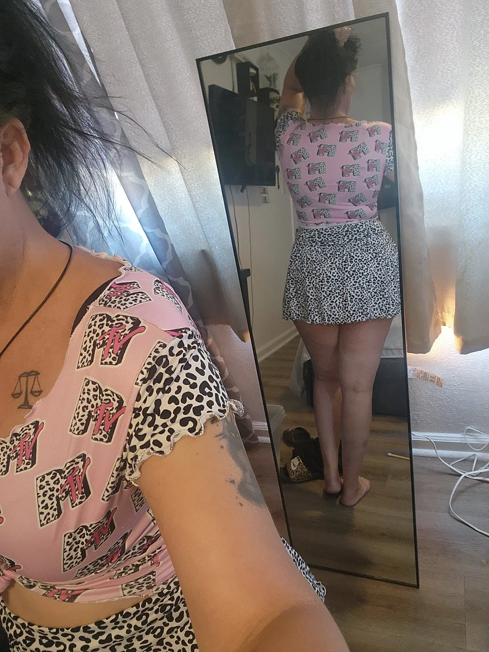 Mtv Leopard Cheetah Skirt Set Retro 90s Medium Lg Cute Funky Style Animal Print
